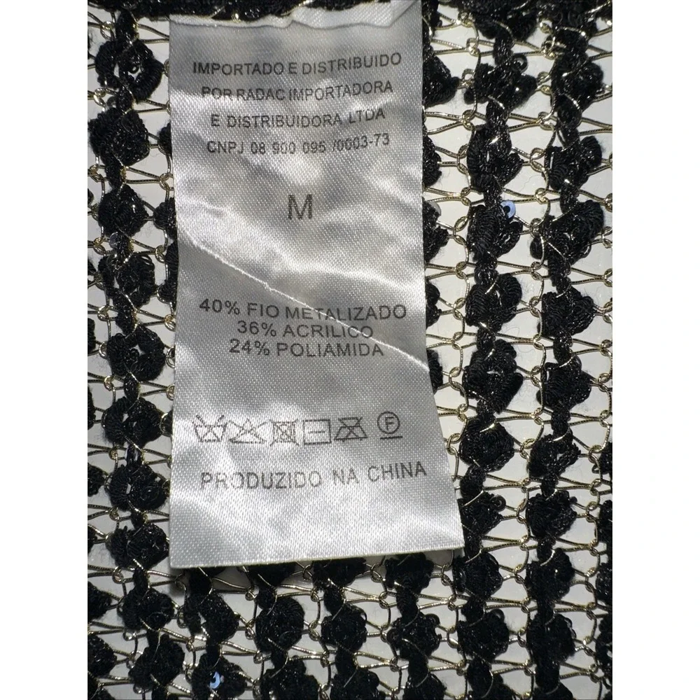 Rush By Rosanna Black Gold Metallic Cardigan SIZE Medium - Picture 5 of 10